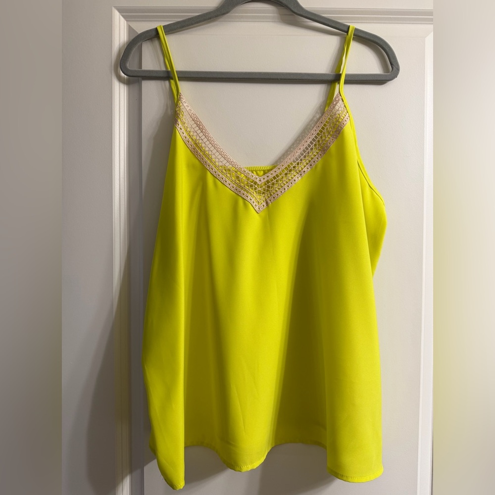 NEVER WORN Lace Trim Yellow Tank Top